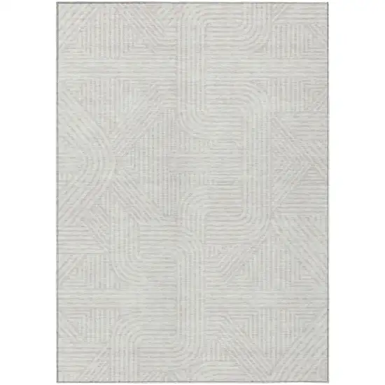 Ivory And Gray Abstract Washable Indoor Outdoor Area Rug Photo 2