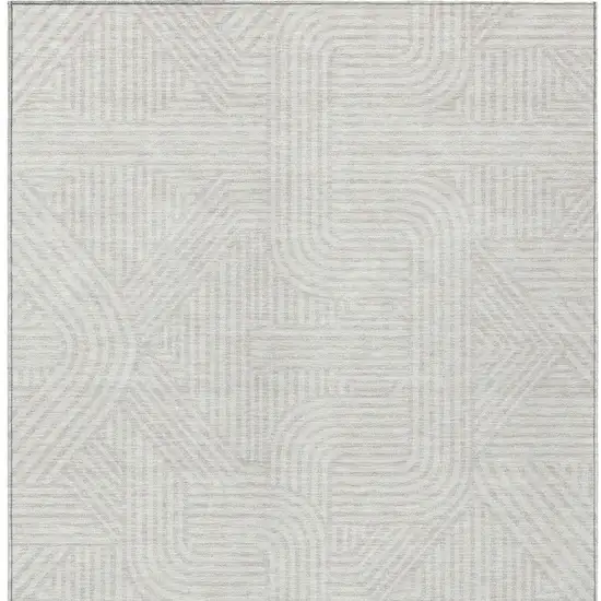 Ivory And Gray Abstract Washable Indoor Outdoor Area Rug Photo 6