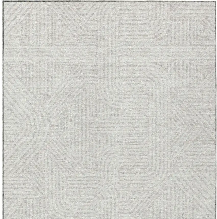 Ivory And Gray Abstract Washable Indoor Outdoor Area Rug Photo 6