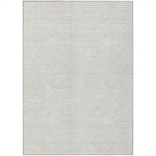 Ivory And Gray Abstract Washable Indoor Outdoor Area Rug Photo 2