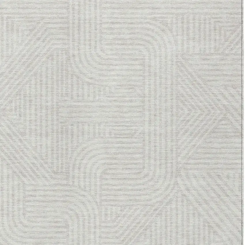 Ivory And Gray Abstract Washable Indoor Outdoor Area Rug Photo 6