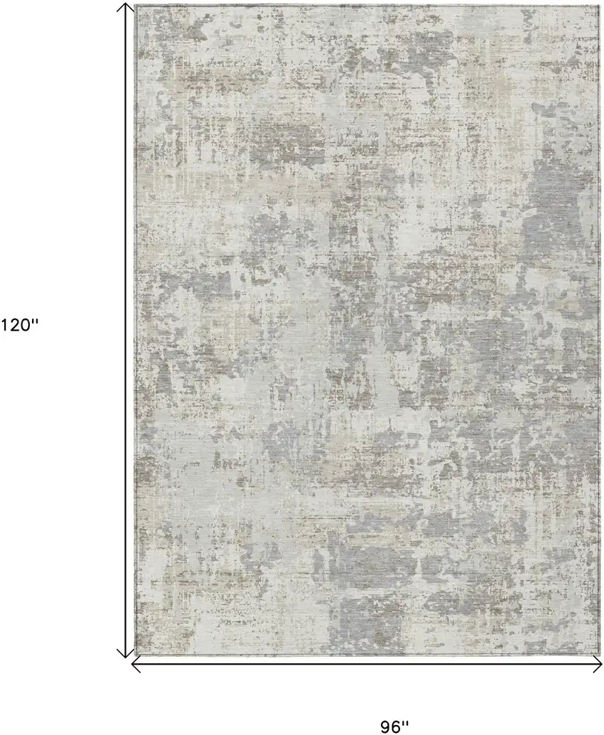 Ivory And Gray Abstract Washable Indoor Outdoor Area Rug Photo 3