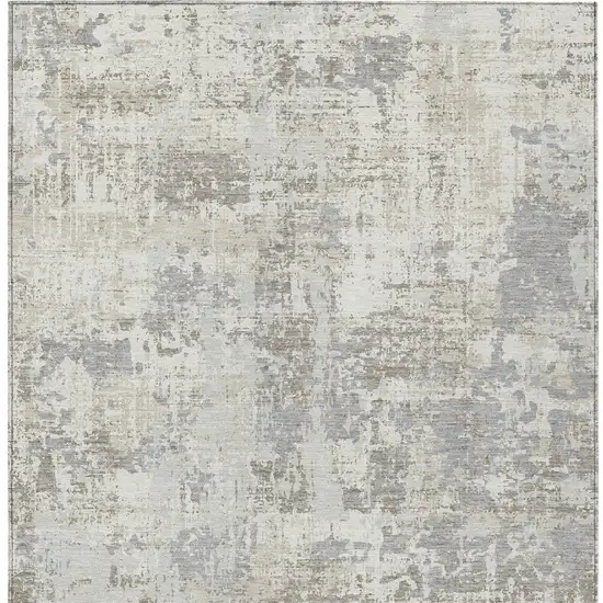 Ivory And Gray Abstract Washable Indoor Outdoor Area Rug Photo 6
