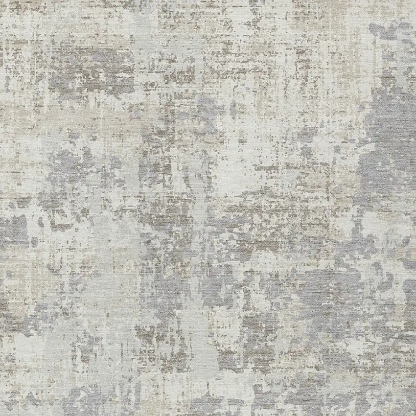 Ivory And Gray Abstract Washable Indoor Outdoor Area Rug Photo 5