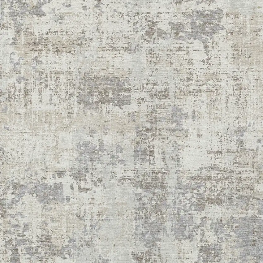 Ivory And Gray Abstract Washable Indoor Outdoor Area Rug Photo 5