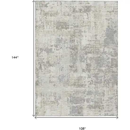 Ivory And Gray Abstract Washable Indoor Outdoor Area Rug Photo 3