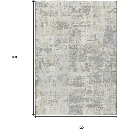 Ivory And Gray Abstract Washable Indoor Outdoor Area Rug Photo 3