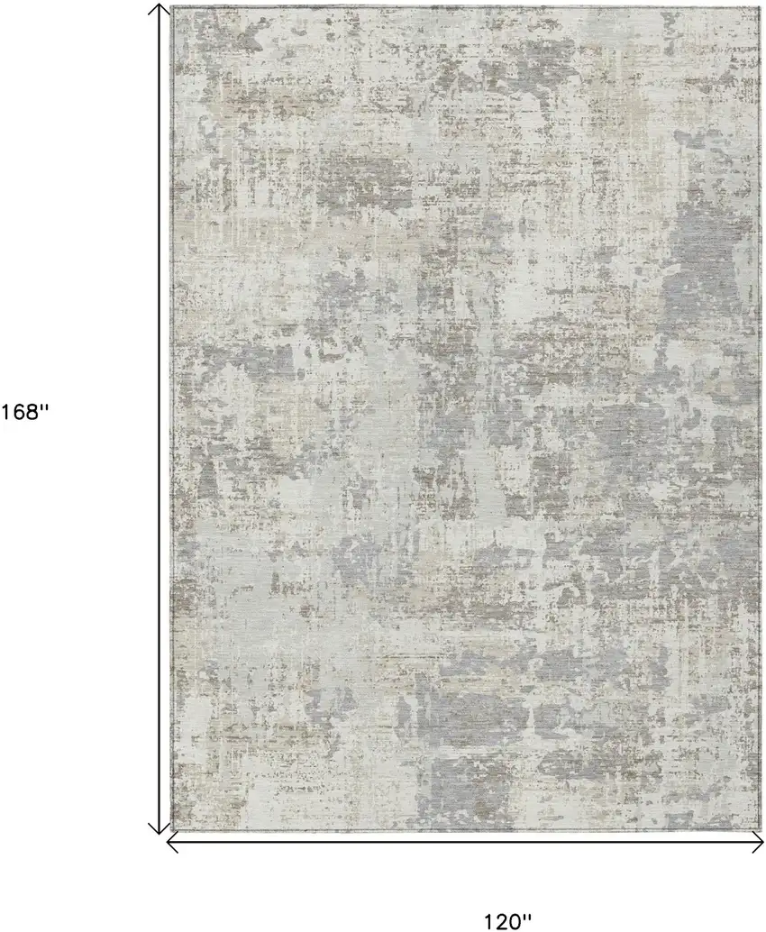 Ivory And Gray Abstract Washable Indoor Outdoor Area Rug Photo 3
