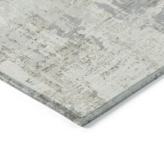 Ivory And Gray Abstract Washable Indoor Outdoor Area Rug Photo 4