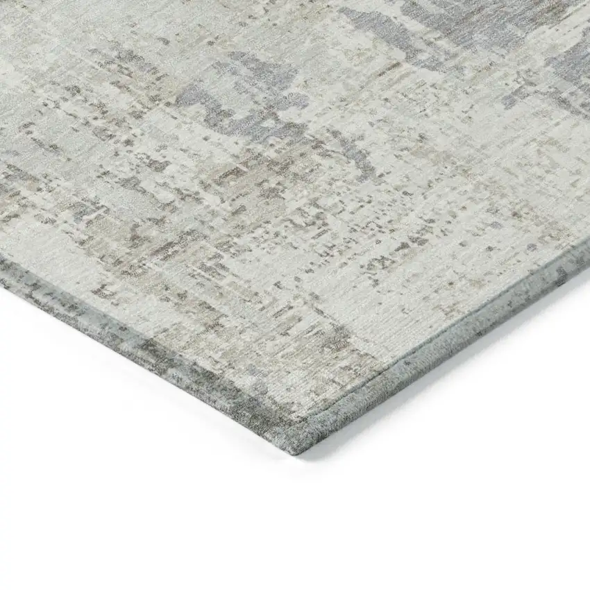 Ivory And Gray Abstract Washable Indoor Outdoor Area Rug Photo 4