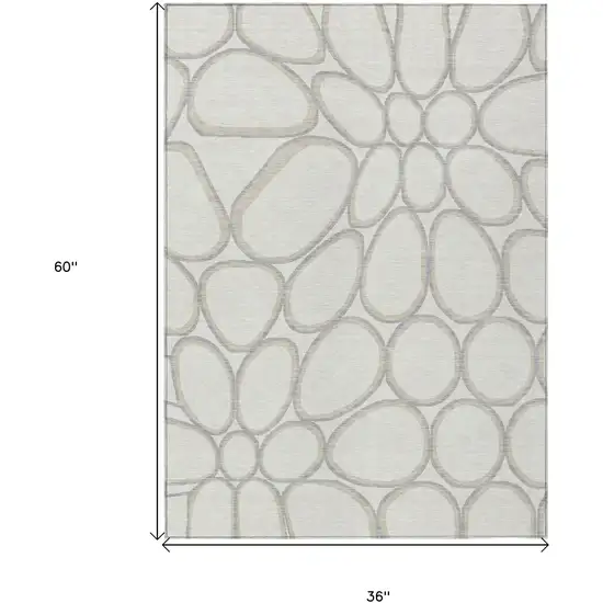 Ivory And Gray Abstract Washable Indoor Outdoor Area Rug Photo 3