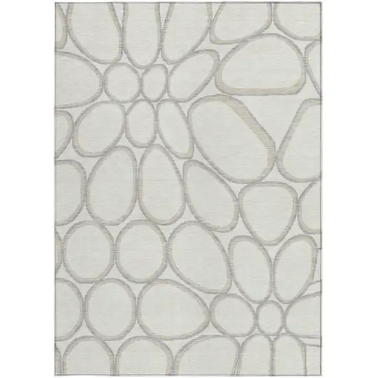 Ivory And Gray Abstract Washable Indoor Outdoor Area Rug Photo 7