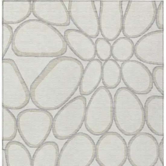 Ivory And Gray Abstract Washable Indoor Outdoor Area Rug Photo 6