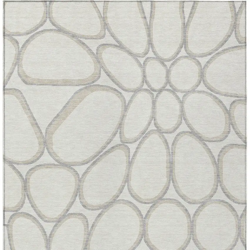 Ivory And Gray Abstract Washable Indoor Outdoor Area Rug Photo 6