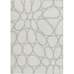 Photo of Ivory And Gray Abstract Washable Indoor Outdoor Area Rug