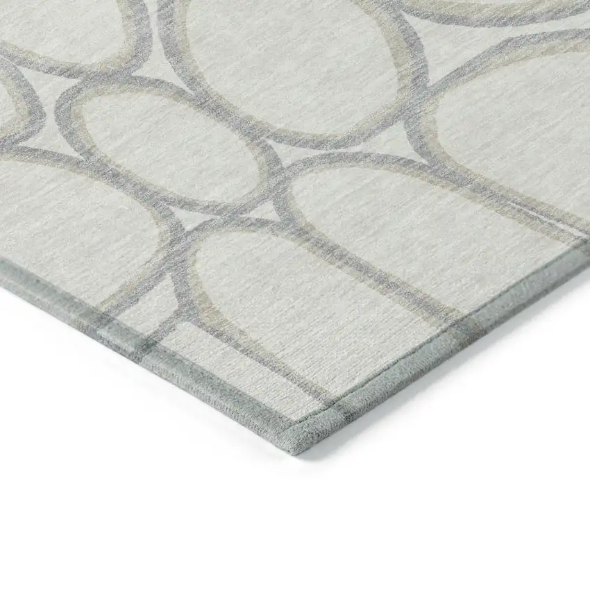 Ivory And Gray Abstract Washable Indoor Outdoor Area Rug Photo 5