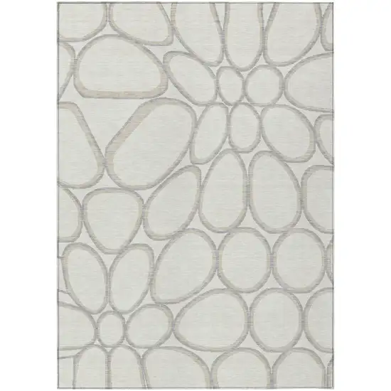 Ivory And Gray Abstract Washable Indoor Outdoor Area Rug Photo 2