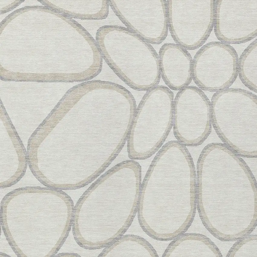 Ivory And Gray Abstract Washable Indoor Outdoor Area Rug Photo 6