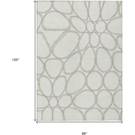 Ivory And Gray Abstract Washable Indoor Outdoor Area Rug Photo 3