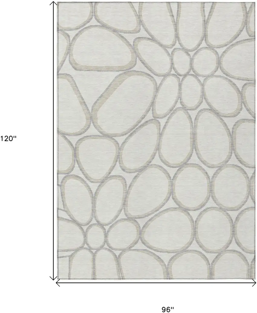 Ivory And Gray Abstract Washable Indoor Outdoor Area Rug Photo 3