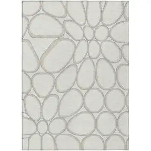 Photo of Ivory And Gray Abstract Washable Indoor Outdoor Area Rug