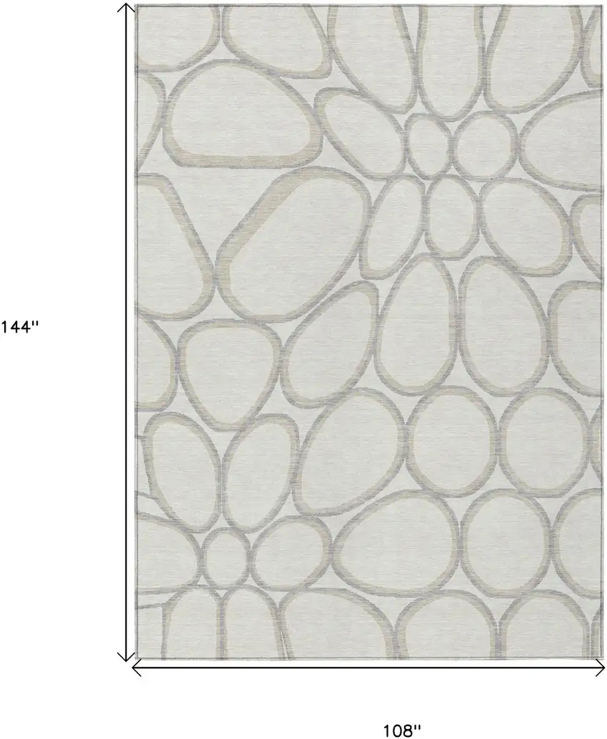 Ivory And Gray Abstract Washable Indoor Outdoor Area Rug Photo 3