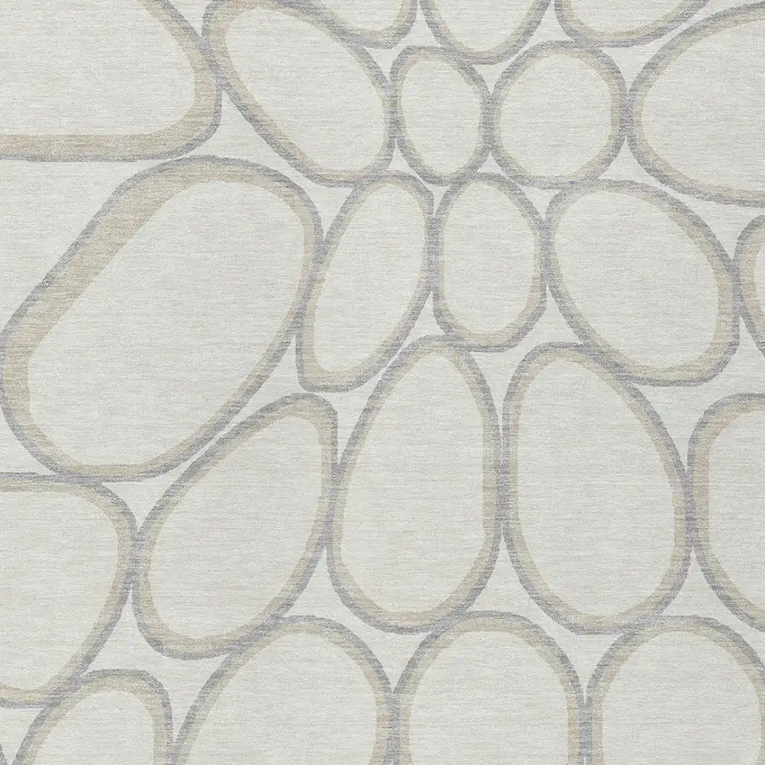 Ivory And Gray Abstract Washable Indoor Outdoor Area Rug Photo 6
