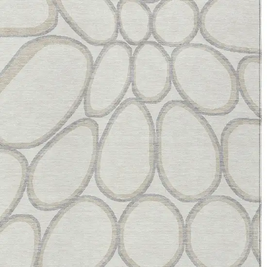 Ivory And Gray Abstract Washable Indoor Outdoor Area Rug Photo 6