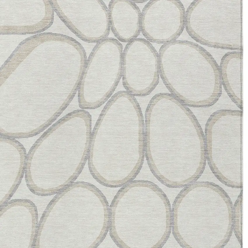 Ivory And Gray Abstract Washable Indoor Outdoor Area Rug Photo 6