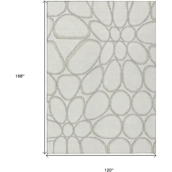 Ivory And Gray Abstract Washable Indoor Outdoor Area Rug Photo 3