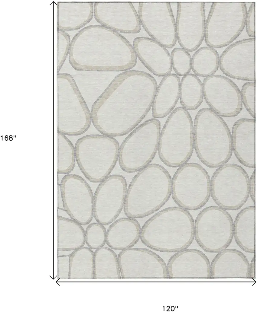 Ivory And Gray Abstract Washable Indoor Outdoor Area Rug Photo 3