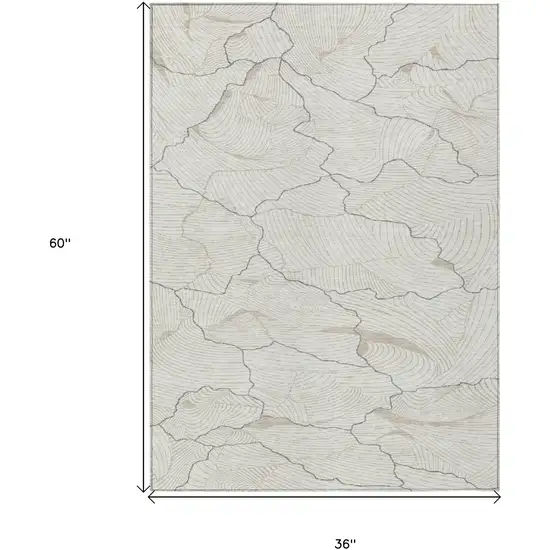 Ivory And Gray Abstract Washable Indoor Outdoor Area Rug Photo 7