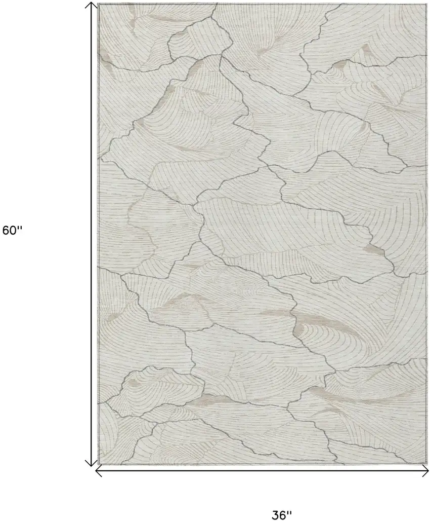 Ivory And Gray Abstract Washable Indoor Outdoor Area Rug Photo 7