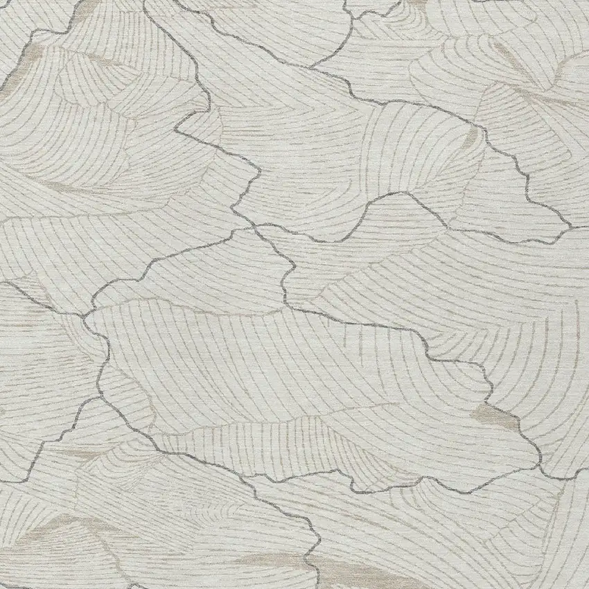 Ivory And Gray Abstract Washable Indoor Outdoor Area Rug Photo 5