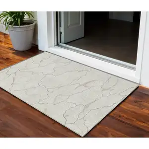 Photo of Ivory And Gray Abstract Washable Indoor Outdoor Area Rug