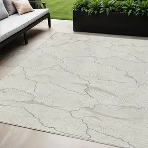 Photo of Ivory And Gray Abstract Washable Indoor Outdoor Area Rug