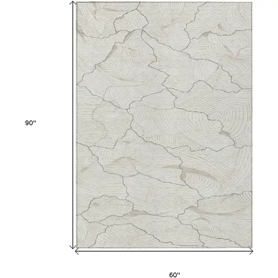 Ivory And Gray Abstract Washable Indoor Outdoor Area Rug Photo 7