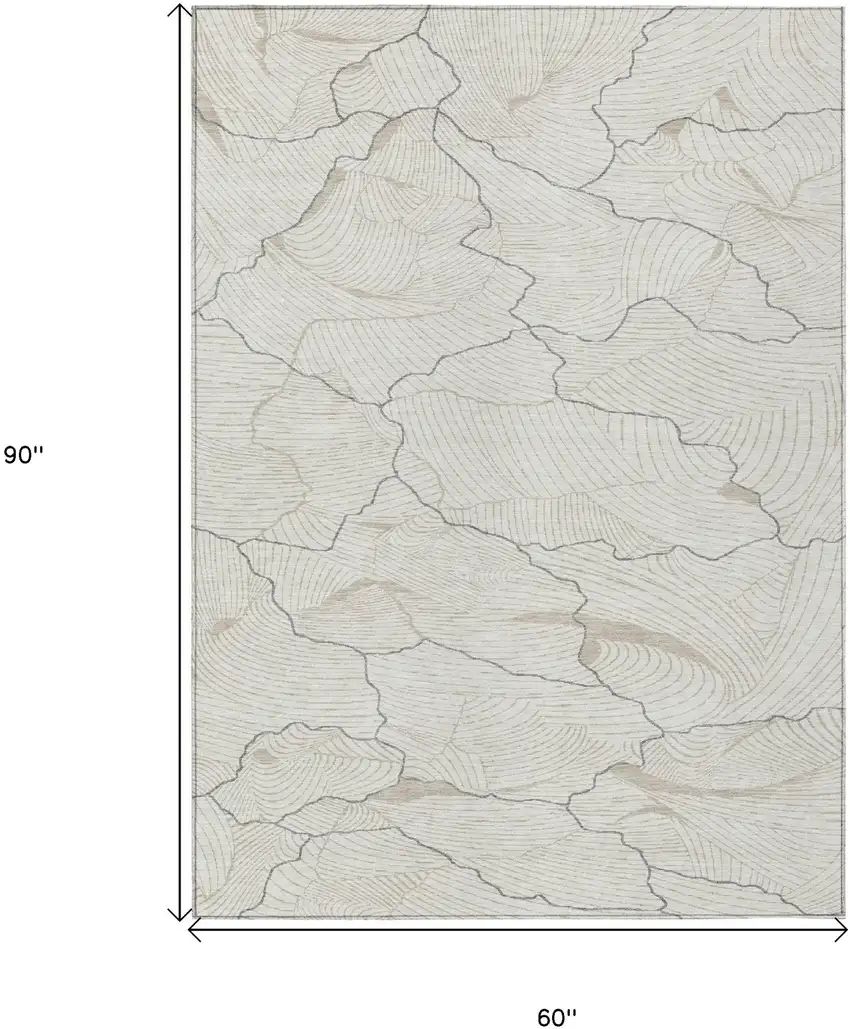 Ivory And Gray Abstract Washable Indoor Outdoor Area Rug Photo 7
