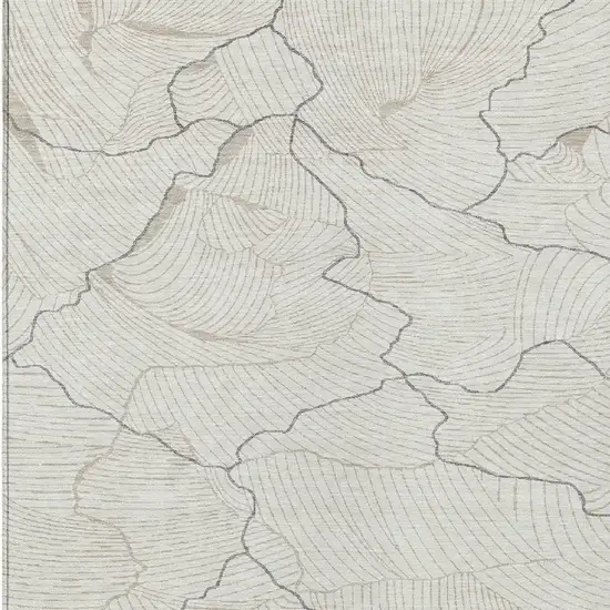 Ivory And Gray Abstract Washable Indoor Outdoor Area Rug Photo 5