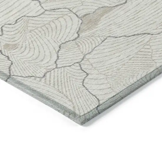 Ivory And Gray Abstract Washable Indoor Outdoor Area Rug Photo 4