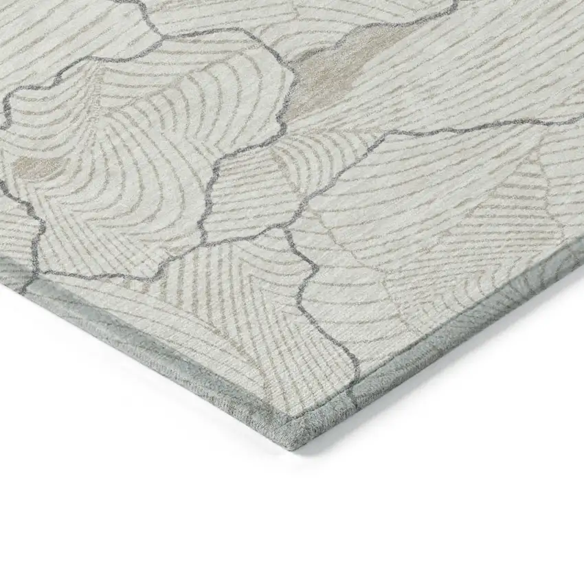 Ivory And Gray Abstract Washable Indoor Outdoor Area Rug Photo 4