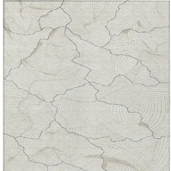 Ivory And Gray Abstract Washable Indoor Outdoor Area Rug Photo 6