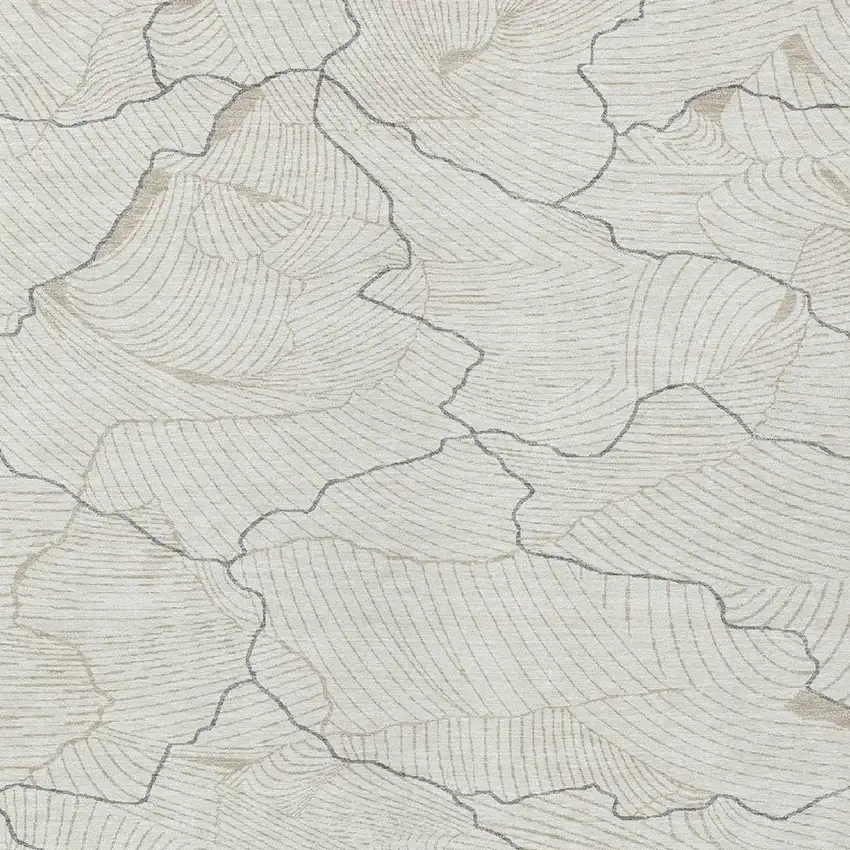 Ivory And Gray Abstract Washable Indoor Outdoor Area Rug Photo 5