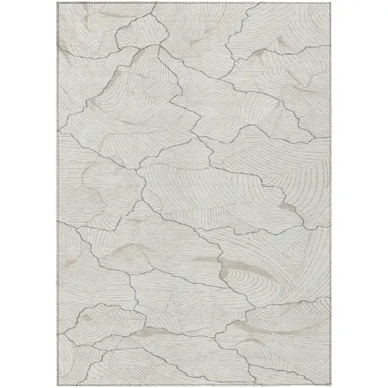 Ivory And Gray Abstract Washable Indoor Outdoor Area Rug Photo 2