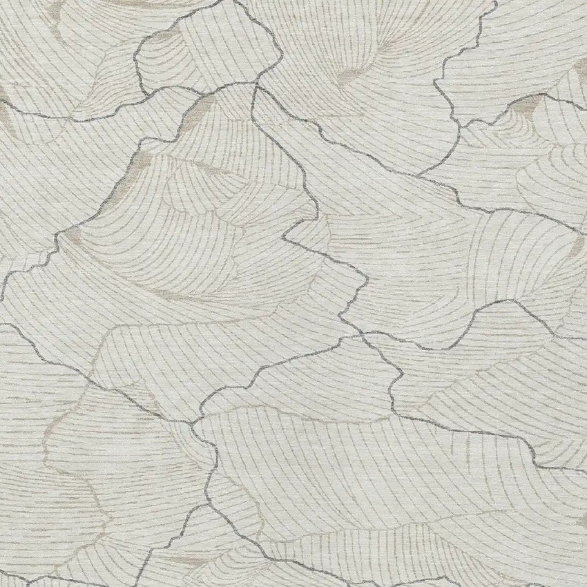 Ivory And Gray Abstract Washable Indoor Outdoor Area Rug Photo 5