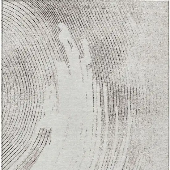 Ivory And Gray Abstract Washable Indoor Outdoor Area Rug Photo 3