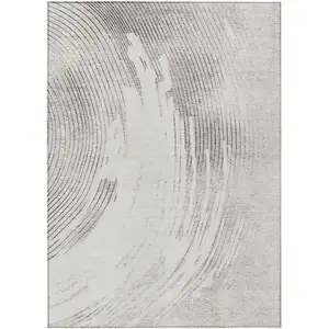 Photo of Ivory And Gray Abstract Washable Indoor Outdoor Area Rug