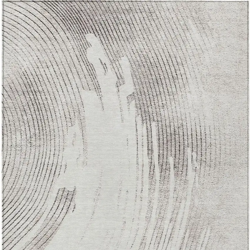 Ivory And Gray Abstract Washable Indoor Outdoor Area Rug Photo 3