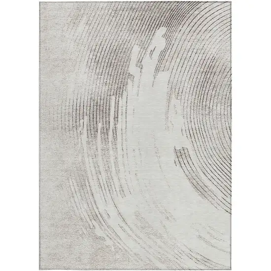 Ivory And Gray Abstract Washable Indoor Outdoor Area Rug Photo 3