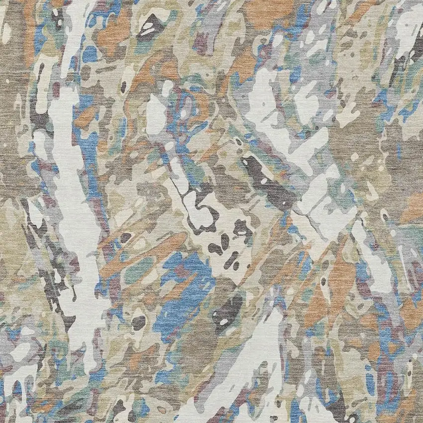 Ivory And Gray Abstract Washable Indoor Outdoor Area Rug Photo 2